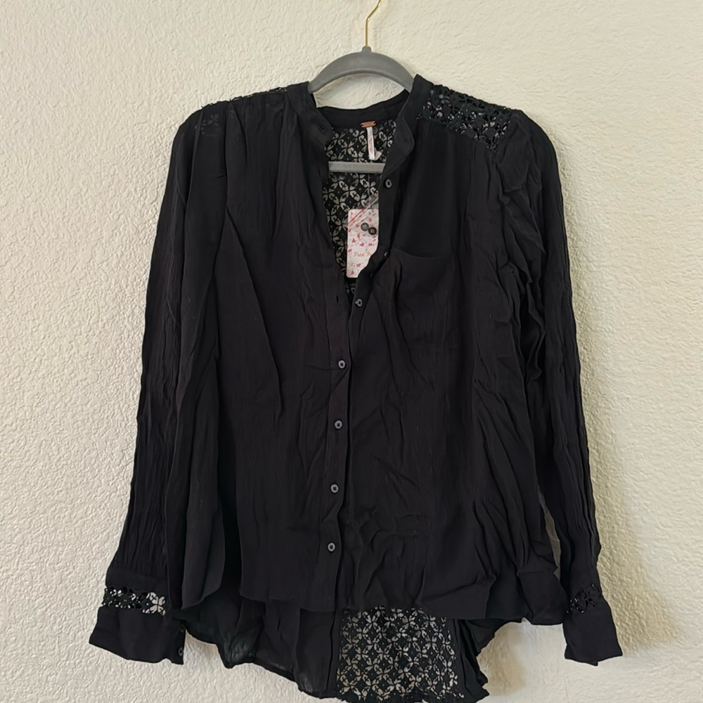 Free People Lace Button Down